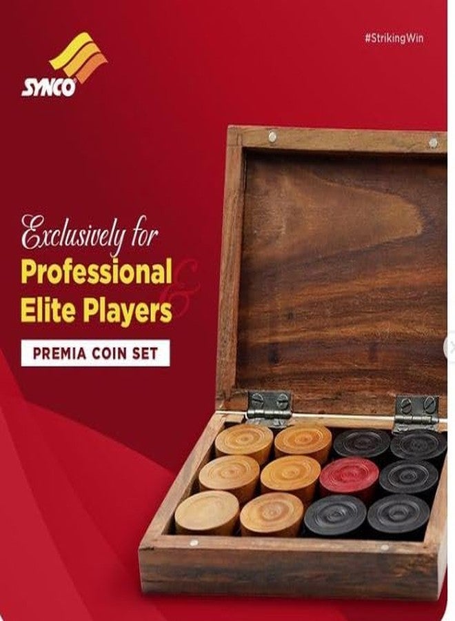 Synco Premia Carrom Board Coins Come in sheesham Box Wooden Carrom Coins 24(11 Brown + 11 Black + 2 Red) - Image 5